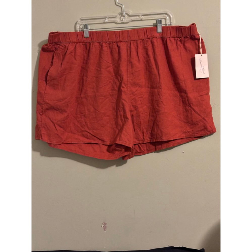 Women's Universal Thread Rust Linen Blend Pull-On Shorts 2X